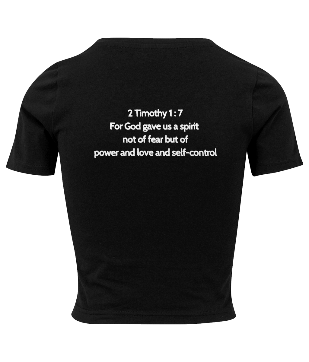 J.C 2 Timothy 1 : 7 Ladies Cropped Tee